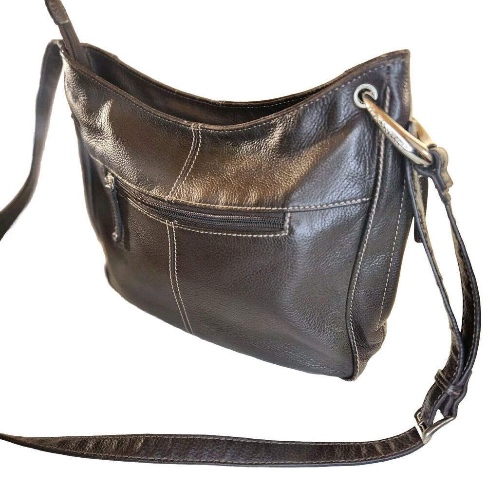 Tignanello brown stitched handbag/shoulder bag Preloved